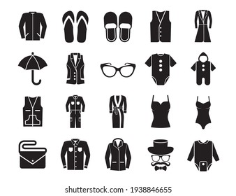 Clothes icons set on white background.