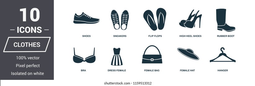 Clothes icons set. Premium quality symbol collection. Clothes icon set simple elements. Ready to use in web design, apps, software, print