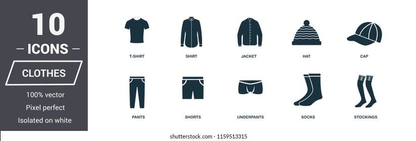 Clothes icons set. Premium quality symbol collection. Clothes icon set simple elements. Ready to use in web design, apps, software, print