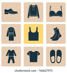 Clothes Icons Set With Pullover, Casual, Half-Hose And Other Half-Hose Elements. Isolated Vector Illustration Clothes Icons.