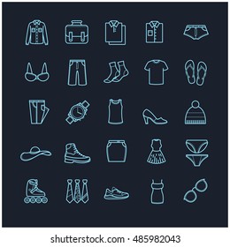 Clothes icons, thin line set