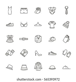 Clothes Icons, Thin Line Style