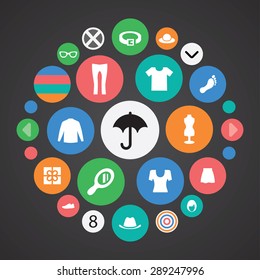 clothes icons universal set for web and mobile