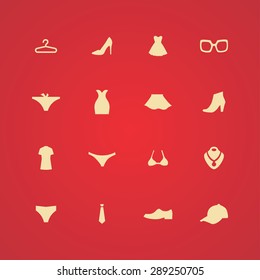 clothes icons universal set for web and mobile