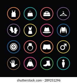 clothes icons universal set for web and mobile