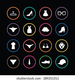 clothes icons universal set for web and mobile