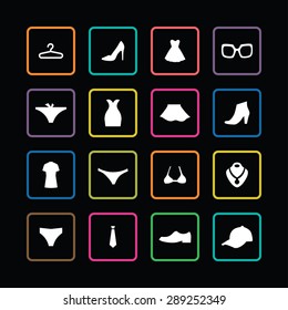 clothes icons universal set for web and mobile