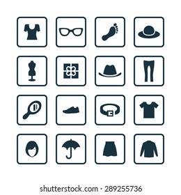 clothes icons universal set for web and mobile
