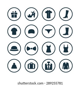 clothes icons universal set for web and mobile