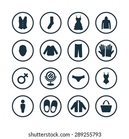 clothes icons universal set for web and mobile