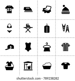 Clothes icons. vector collection filled clothes icons. includes symbols such as laundry room, basin, hanger, dry cleaning, floor cloth. use for web, mobile and ui design.