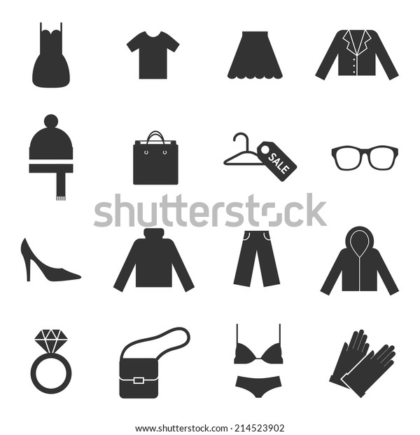 Clothes Icons Vector Silhouettes Stock Vector (Royalty Free) 214523902 ...
