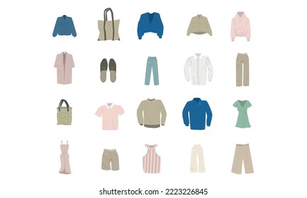 colección vectorial de dibujos de ilustraciones de ropa
