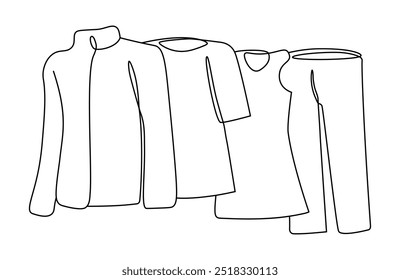 Clothes illustration isolated on a white background. Vector line design.