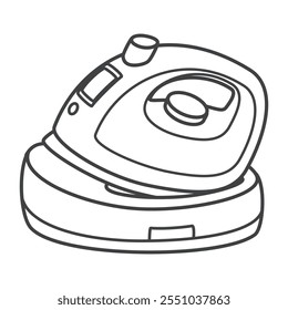 Clothes iron. Cordless Iron. Steam Iron. On charge. Home appliances. Vector illustration.