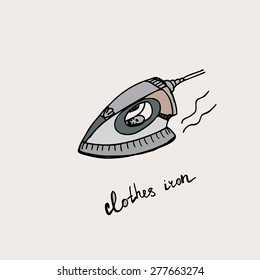 Clothes iron - hand drawn vector illustration