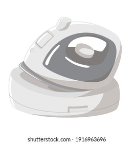 Clothes iron vector illustration. Home appliances. Cordless Iron. Steam Iron. On charge.