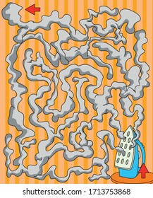 Clothes iron vector maze. Steam maze.