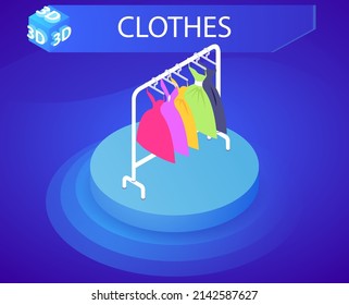 Clothes isometric design icon. Vector web illustration. 3d colorful concept