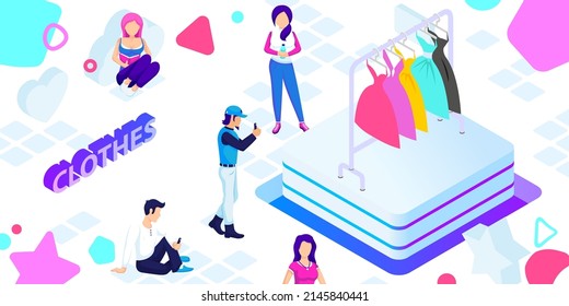Clothes isometric design icon. Vector web illustration. 3d colorful concept