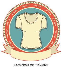 Clothes label set on white.Vector woman t-shirt background