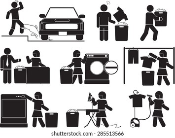 clothes and laundry icon set