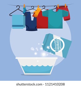 clothes with laundry service icons