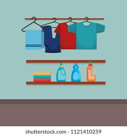 clothes with laundry service icons