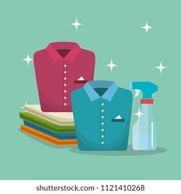 clothes with laundry service icons