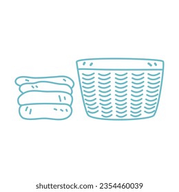 clothes in a laundry wooden basket icon