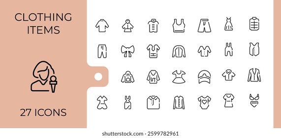 Clothes line icon. Contains such icons as outfit, suit, denim, fashion, tshirt. Trendy minimal icons. Cloth related icon set. Vector illustration. Pixel perfect.
