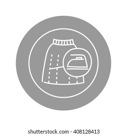 Clothes line icon. Vector clothing. Fashion & style. Female clothing set. Cartoon flat vector design. Size clothes. Vector web element. Dress icon on grey background. Iron icon.