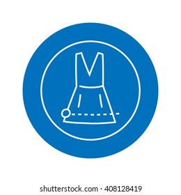 Clothes line icon. Vector clothing. Fashion & style. Female clothing set. Cartoon flat vector design. Size clothes. Vector web element. Dress icon on blue background.
