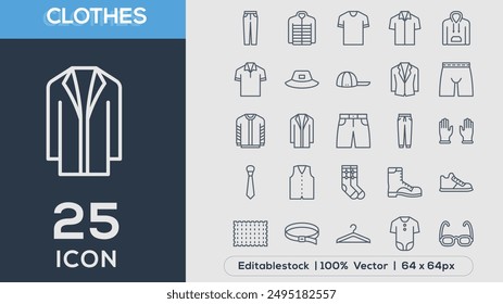 CLOTHES line icons collection Vector illustrator