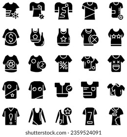 Clothes line icons set. Sweatshirt, hoody, pullover, bathing suit, jacket, sundress, cardigan, trousers visualization vector illustration. Outline fashion clothing signs. Editable stroke