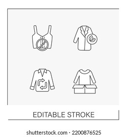 Clothes line icons set. Trendy outfits. Fashionable clothing. Shopping concepts. Isolated vector illustrations. Editable stroke
