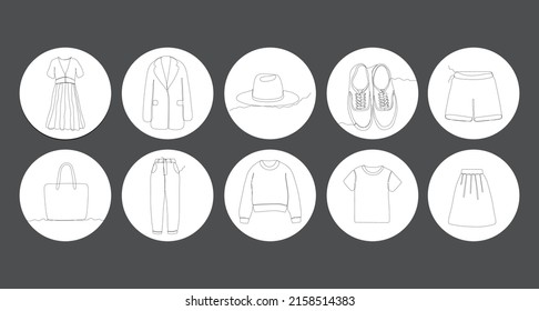 Clothes Line Vector Icons. Sigle line vector illustration