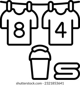 Kleidung und Wäsche sind für Trocknen oder Lüften des Konzepts, Vektorsymbol-Design, Wohnungsaufenthaltssymbol, Hausreinigungszeichen, professionelle Reinigungsgeräte Stockillustration