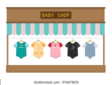 clothes for little boys and girls in store,Vector illustrations