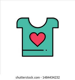 Clothes, Love, Heart, Wedding  Flat Color Icon. Vector icon banner Template. Vector Icon Template background
