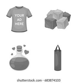 clothes, magic and other monochrome icon in cartoon style.food, sport icons in set collection.