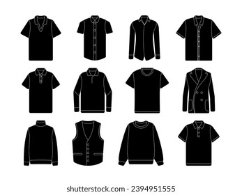 Clothes For Men Glyph Style Illustration. Perfect for designs related to men's fashion, men's clothing and men's shirts