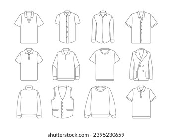 Clothes For Men Line Art Illustration. Perfect for designs related to men's fashion, men's clothing and men's shirts