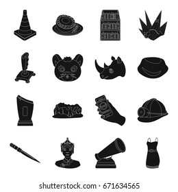 clothes, mine, weapons and other web icon in black style.clothing, animal, computer, shop icons in set collection.
