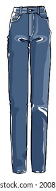 Clothes and modern fashion, isolated jeans for ladies. Casual apparel and outfit, pants for girls. Fashionable clothing and garment for females. Comfortable stretchy trousers. Vector in flat style
