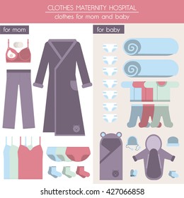 clothes for mom and baby. preparation for childbirth. clothes maternity hospital