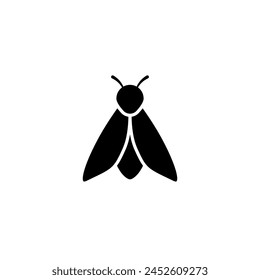 Polilla de la ropa. Vector negro silueta sobre fondo blanco.