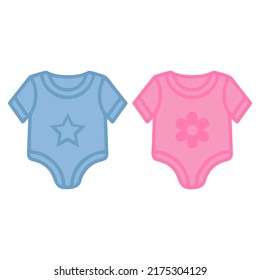 Clothes for newborn boys and girls. Vector illustration.