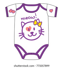 Clothes for newborn girl with cute kawaii cat
