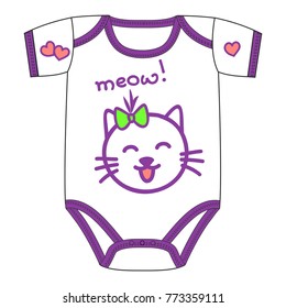 Clothes for newborn girl with cute kawaii cat